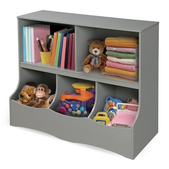 Badger Basket Kid's Multi-Bin Wood Toy Storage Organizing Cubby 6.4 Cu ft. - Gray