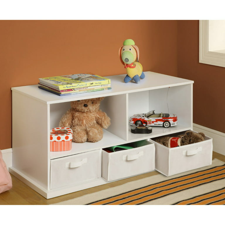 Stackable Shelf Storage Cubby with Three Baskets - White - Badger Basket