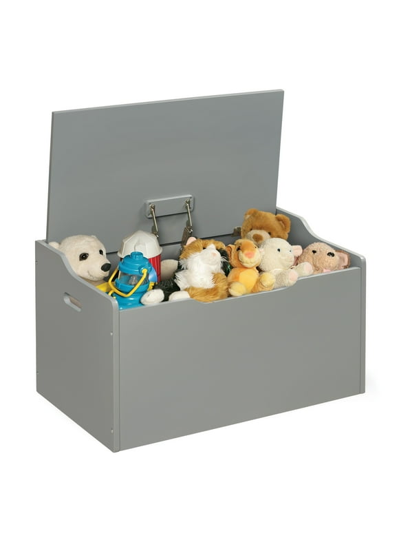 Badger Basket Kid's Wood Bench Top Toy Box 3.9 Cu ft. Capacity - Gray