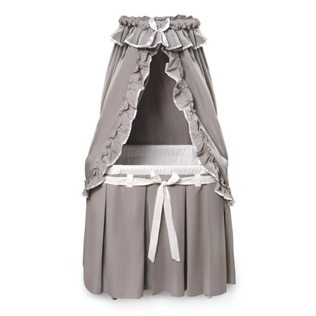 Badger Basket Majesty Baby Bassinet with Canopy - Gray and White Bedding