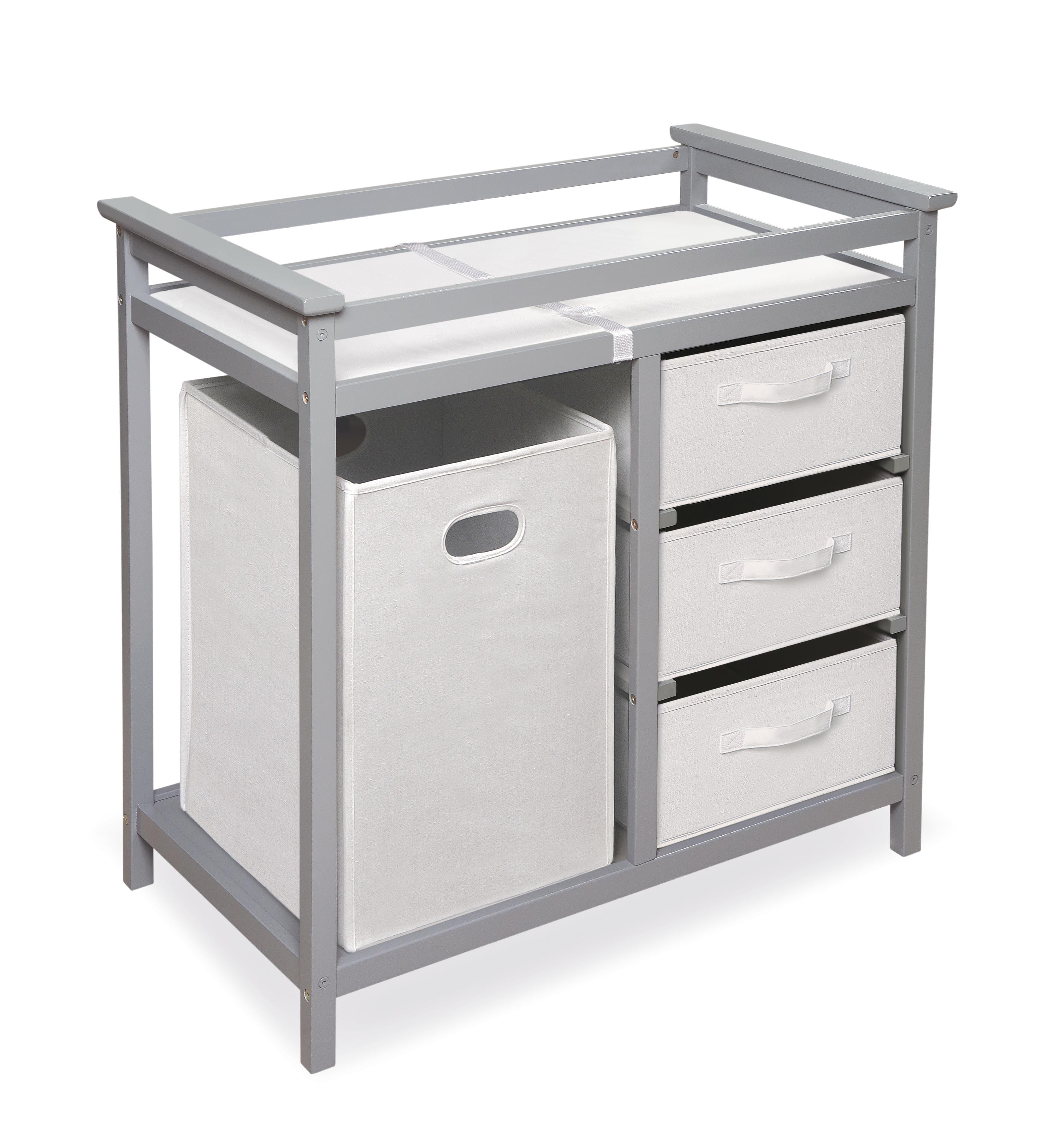 Badger Basket Modern Baby Changing Table with Hamper and 3 Baskets
