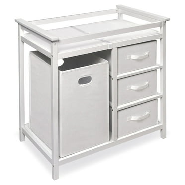 Badger Basket Sleigh Style Baby Changing Table with Hamper and 3 Baskets – Cherry