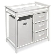 Badger Basket Modern Baby Changing Table with Hamper and 3 Baskets, White, Includes Pad