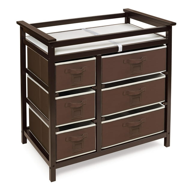 Badger Basket Modern Baby Changing Table with Six Baskets Espresso