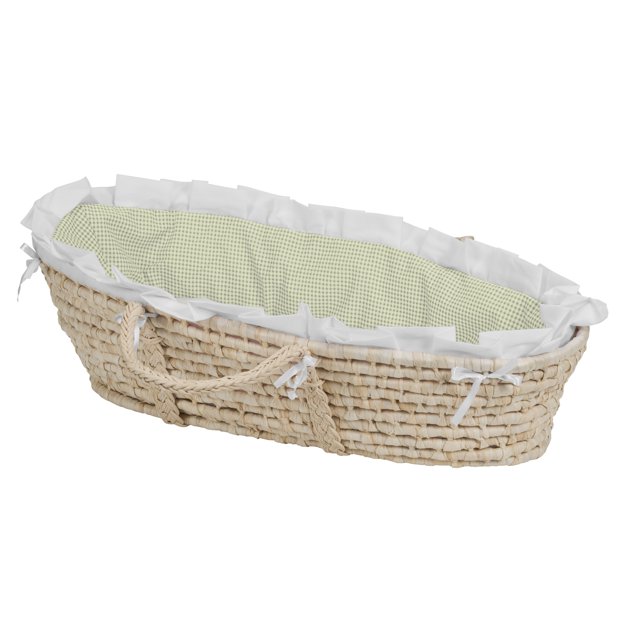 Badger Basket Natural Moses Basket Sage Gingham Bedding