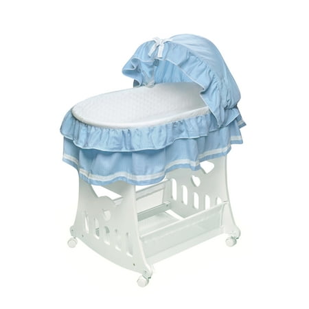 Badger Basket Portable Bassinet n Cradle with Toybox Base and Half Skirt - Blue