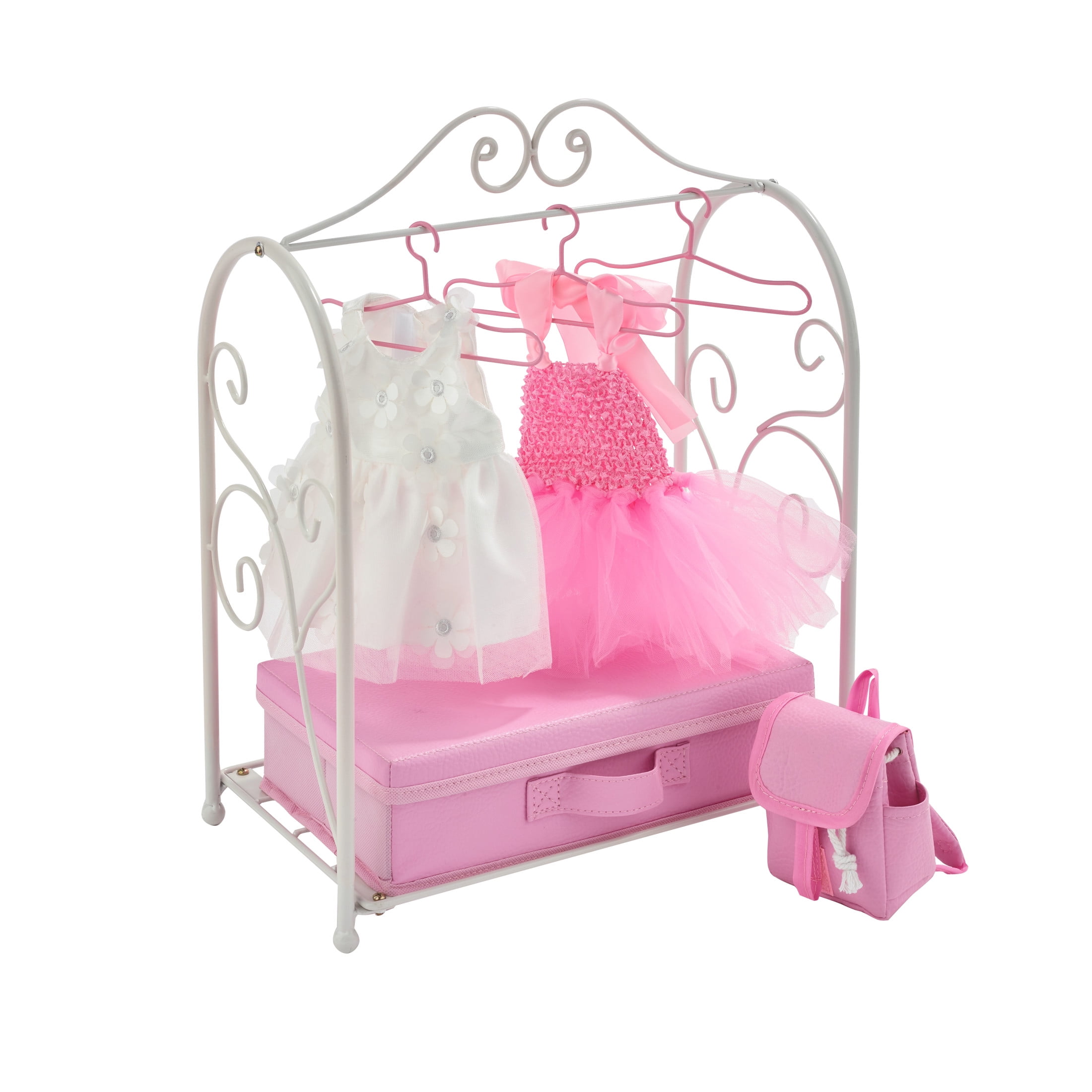 Badger Basket Scrollwork Metal Armoire with Storage & Dresses for 18