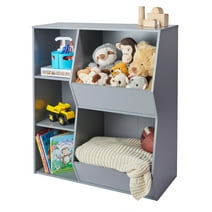 Badger Basket Side-by-Side Combo Bin Toy Storage Bookshelf for Kids 7.76 Cu ft. - Gray