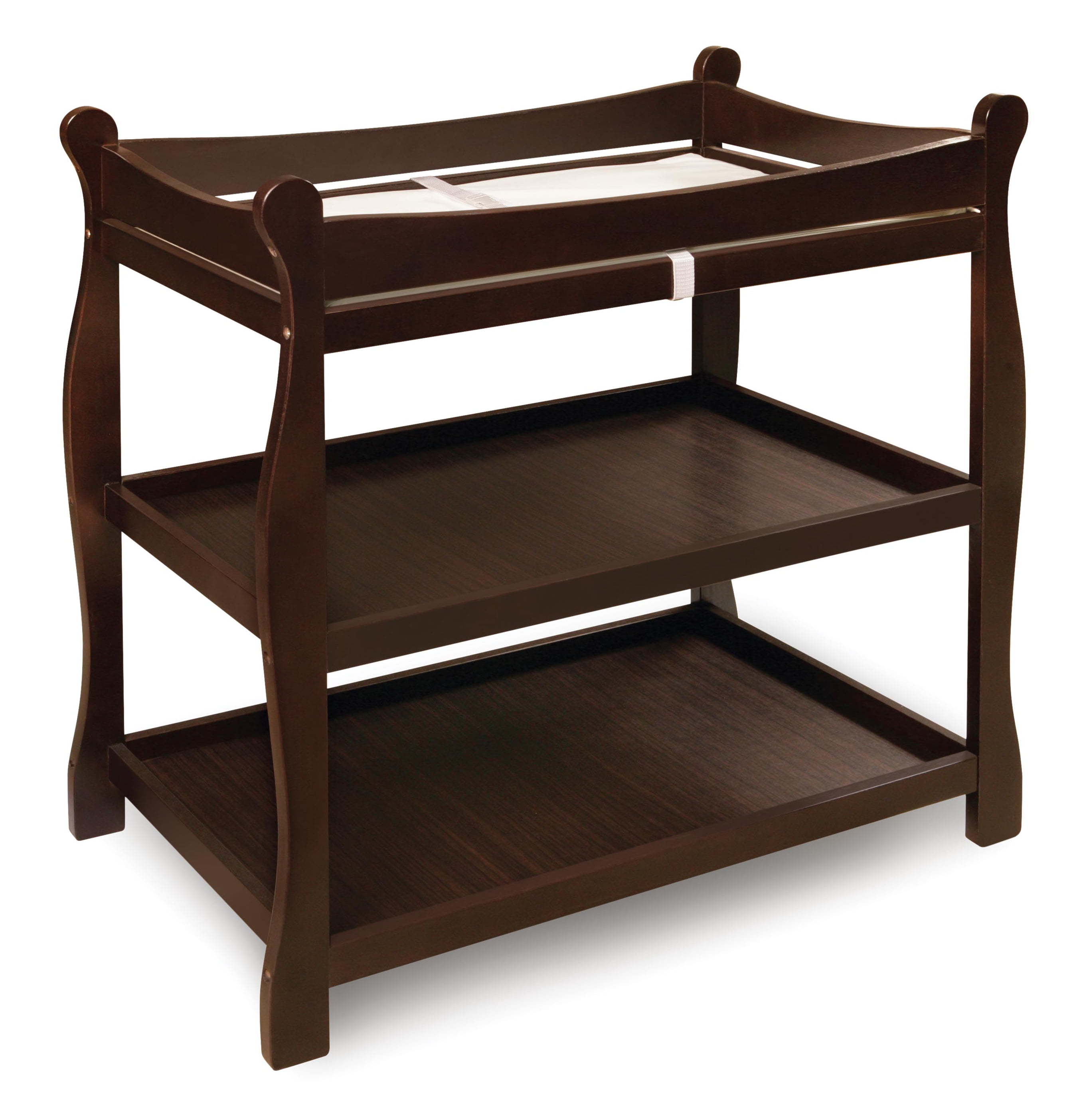 Badger Basket Sleigh Style Baby Changing Table, Espresso, Includes Pad