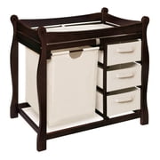 Badger Basket Sleigh Style Baby Changing Table with Hamper and 3 Baskets - Espresso