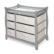 Badger Basket Sleigh Style Baby Wood Changing Table with 6 Baskets