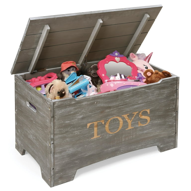 Badger Basket Solid Wood Rustic Toy Box 3.3 Cu ft. Vintage Gray