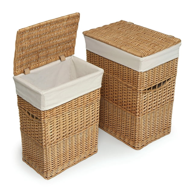 Badger Basket Three Nesting Wicker Nursery Baskets with Fabric Liners