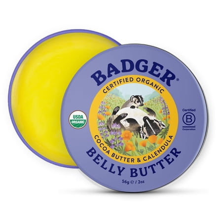Badger Belly Butter, Pregnancy Moisturizing Cocoa Butter with Botanical Ingredients, 2 oz