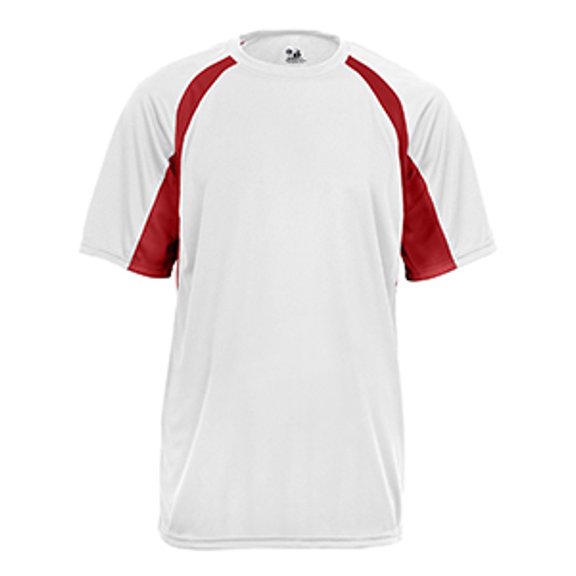 Badger Boy's Crew Neck Contrast Sleeve Panel Hook T-Shirt