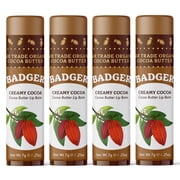 Badger Cocoa Butter Lip Balm Sticks, Organic Creamy Cocoa Butter, 0.25 oz 4 Pack