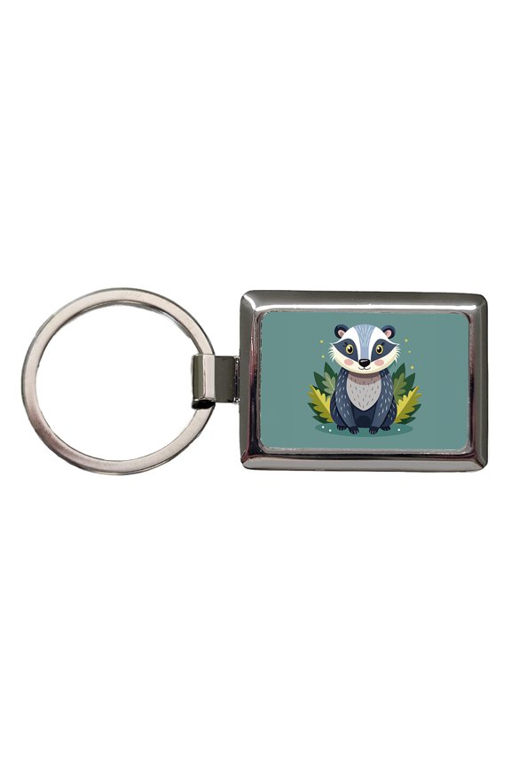 Badger Cute Metal Rectangle Keychain
