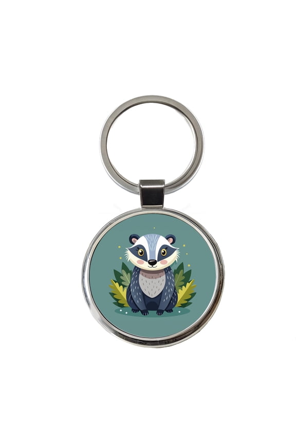 Badger Cute Metal Round Keychain