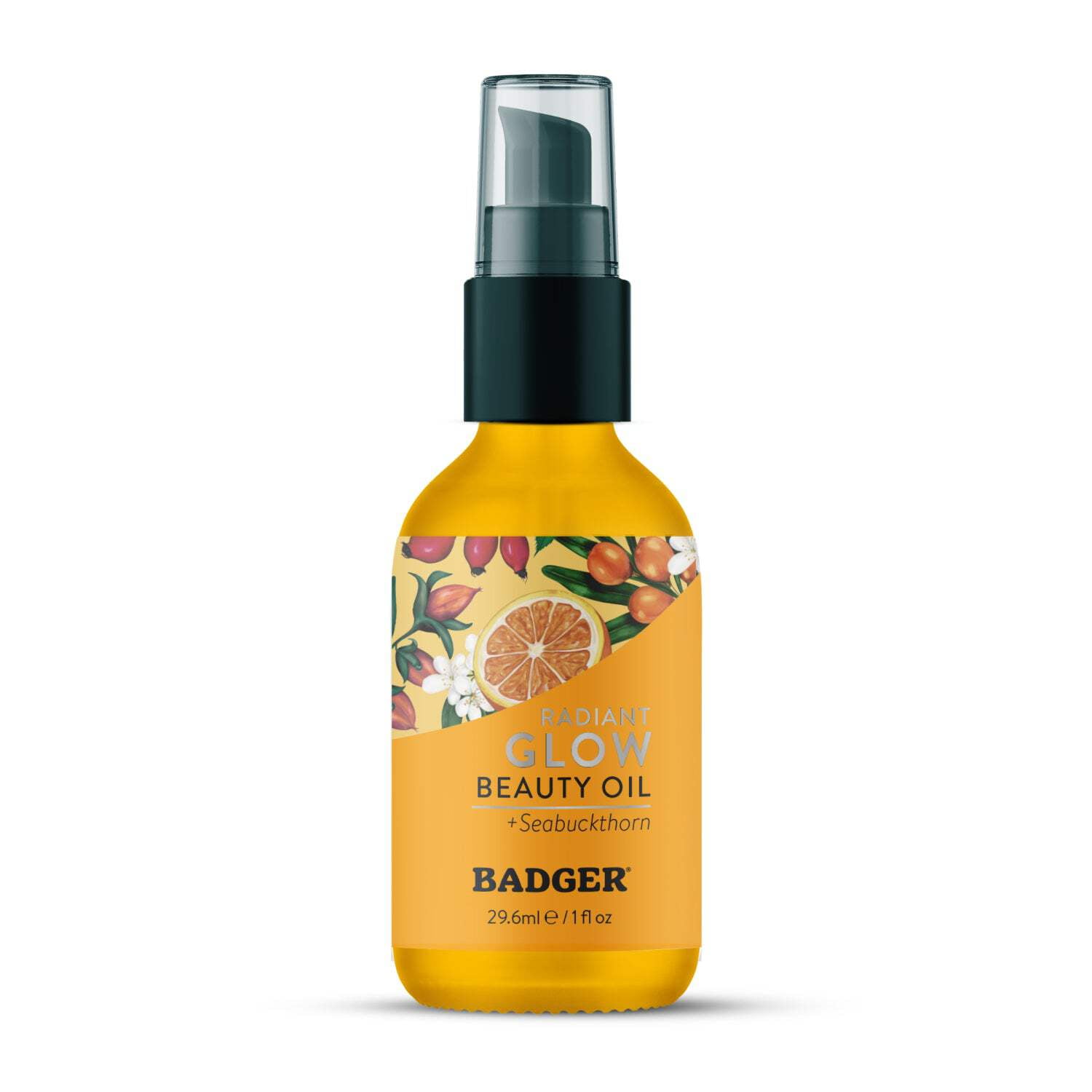 Badger - Face Oil, Seabuckthorn, Certified Organic, Seabuckthorn Oil, Organic Face Oil, Moisturizing Facial Oil, Natural Face Oil, 1 oz Glass Bottle
