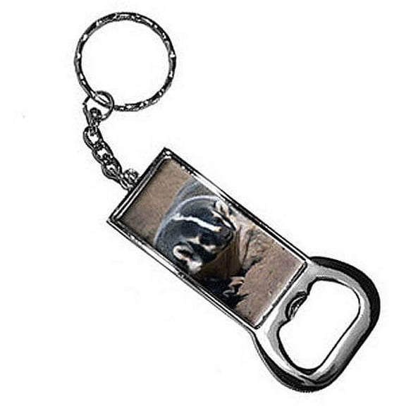 Badger Honey Keychain Key Chain Ring Bottle Bottlecap Opener