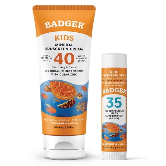 Badger Sunblock Stick with Zinc for Children, SPF 35, 2 Pack