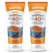 Badger Kids Mineral Sunscreen Cream, SPF 40, 2.9 fl oz, 2 pack