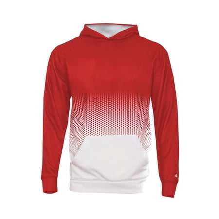Badger Youth Hex 2.0 Hooded Sweatshirt Size M Color Reds