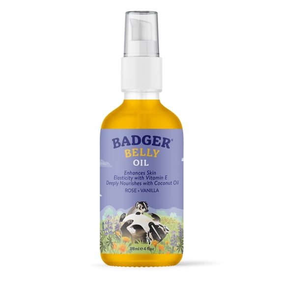Badger Maternity Belly Oil with Coconut and Jojoba, 4 fl oz