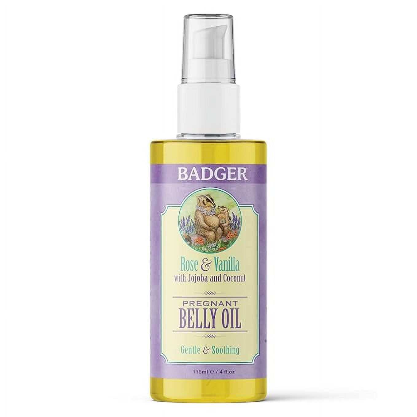 Badger Pregnant Belly Oil, Rose & Vanilla, Certified Organic, Gentle