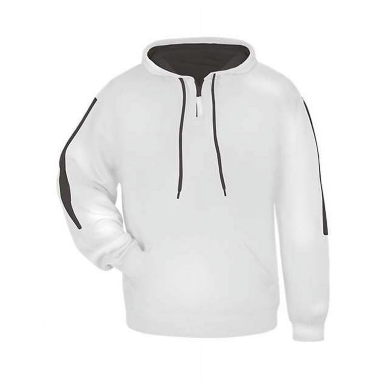 Badger Sideline Fleece Hooded Sweatshirt in White Graphite XS