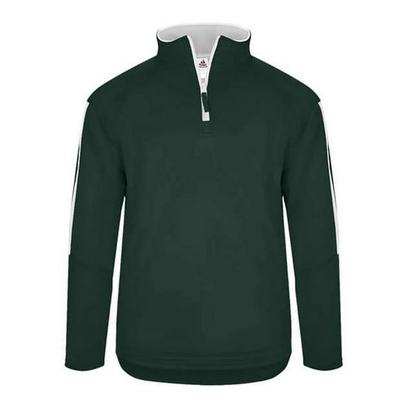 Badger Sideline Fleece Quarter-Zip Pullover in Forest/ White 2XL | 1489