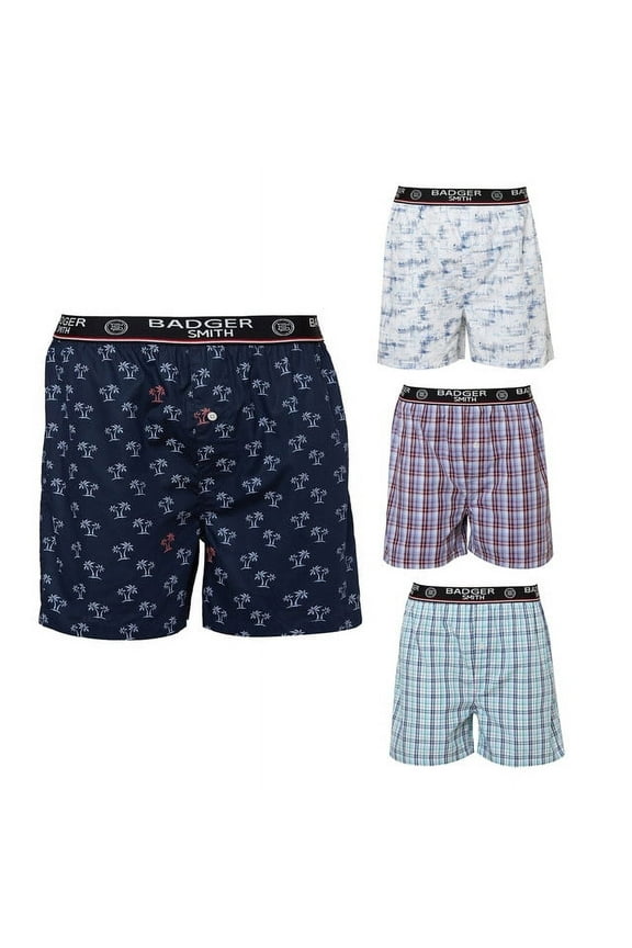 Men’s 100% Cotton Boxer Shorts, Comfortable Multicolor Checks, Multi-Pack, Small