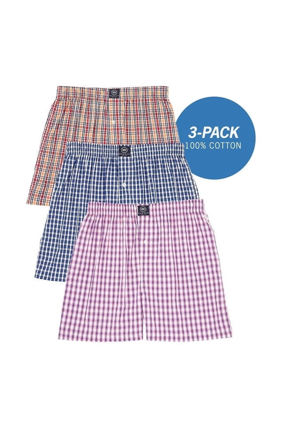 - Men's Boxer Shorts, Comfortable Cotton Boxers, 100% Cotton Checks Multicolor Boxers For Men, Multi Pack - Large