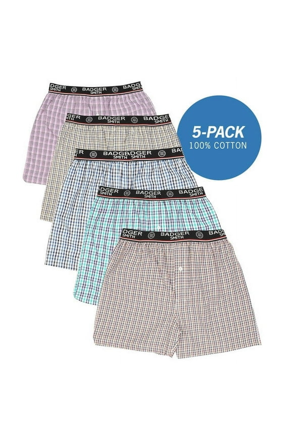 - Men's Boxer Shorts, Comfortable Cotton Boxers, 100% Cotton Checks Multicolor Boxers For Men, Multi Pack - Large