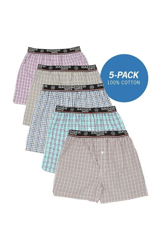 - Men's Boxer Shorts, Comfortable Cotton Boxers, 100% Cotton Checks Multicolor Boxers For Men, Multi Pack - Medium