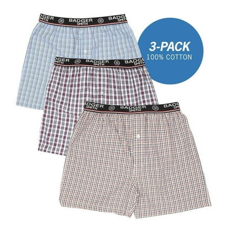 Badger Smith - Men's Boxer Shorts, Comfortable Cotton Boxers, 100% Cotton Checks Multicolor Boxers For Men, Multi Pack - Medium price history and forecast - Badger Smith