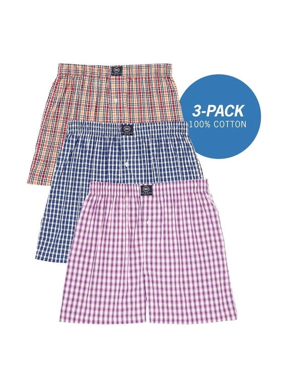- Men's Boxer Shorts, Comfortable Cotton Boxers, 100% Cotton Checks Multicolor Boxers For Men, Multi Pack - Medium