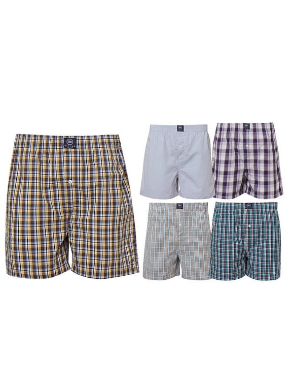 - Men's Boxer Shorts, Comfortable Cotton Boxers, 100% Cotton Checks Multicolor Boxers For Men, Multi Pack - Medium