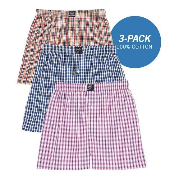 Badger Smith - Men's Boxer Shorts, Comfortable Cotton Boxers, 100% Cotton Checks Multicolor Boxers For Men, Multi Pack - Small