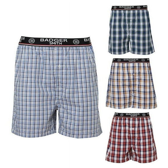 Badger Smith - Men's Boxer Shorts, Comfortable Cotton Boxers, 100% Cotton Checks Multicolor Boxers For Men, Multi Pack - Small