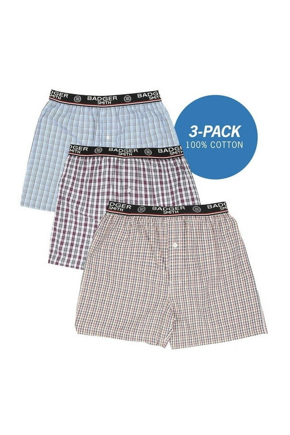 - Men's Boxer Shorts, Comfortable Cotton Boxers, 100% Cotton Checks Multicolor Boxers For Men, Multi Pack, X-Large