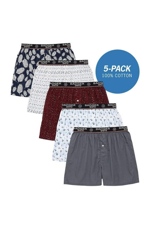 - Men's Boxer Shorts, Comfortable Cotton Boxers, 100% Cotton Print Multicolor Boxers for Men, Multi Pack, Large