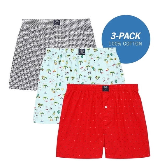 Badger Smith - Men's Boxer Shorts, Comfortable Cotton Boxers, 100% Cotton Print Multicolor Boxers for Men, Multi Pack, Medium
