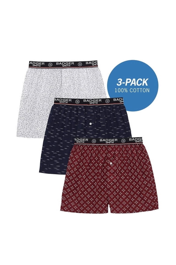- Men's Boxer Shorts, Comfortable Cotton Boxers, 100% Cotton Print Multicolor Boxers for Men, Multi Pack, Small