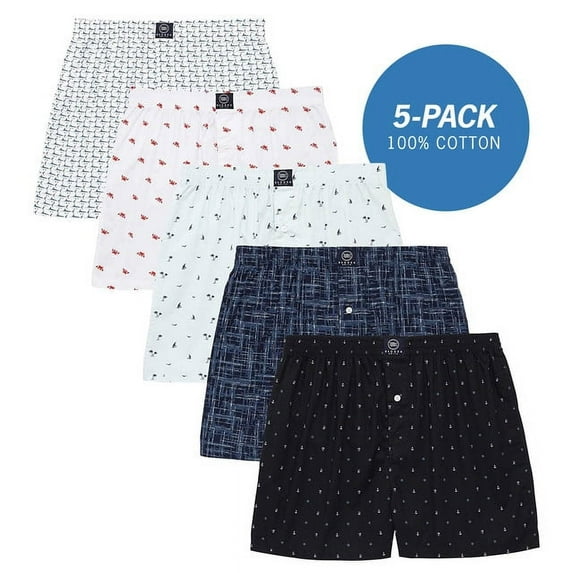 Badger Smith - Men's Boxer Shorts, Comfortable Cotton Boxers, 100% Cotton Print Multicolor Boxers for Men, Multi Pack - X-Large