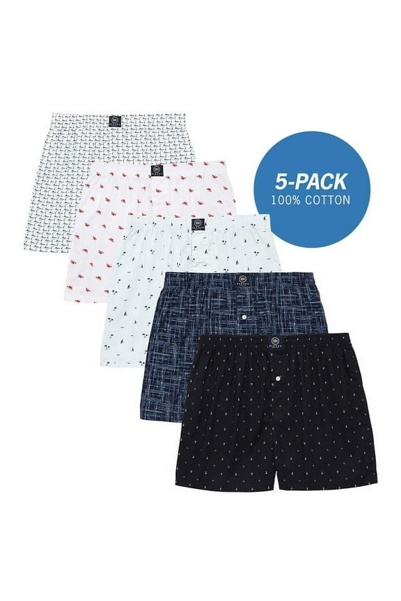- Men's Boxer Shorts, Comfortable Cotton Boxers, 100% Cotton Print Multicolor Boxers for Men, Multi Pack, Small