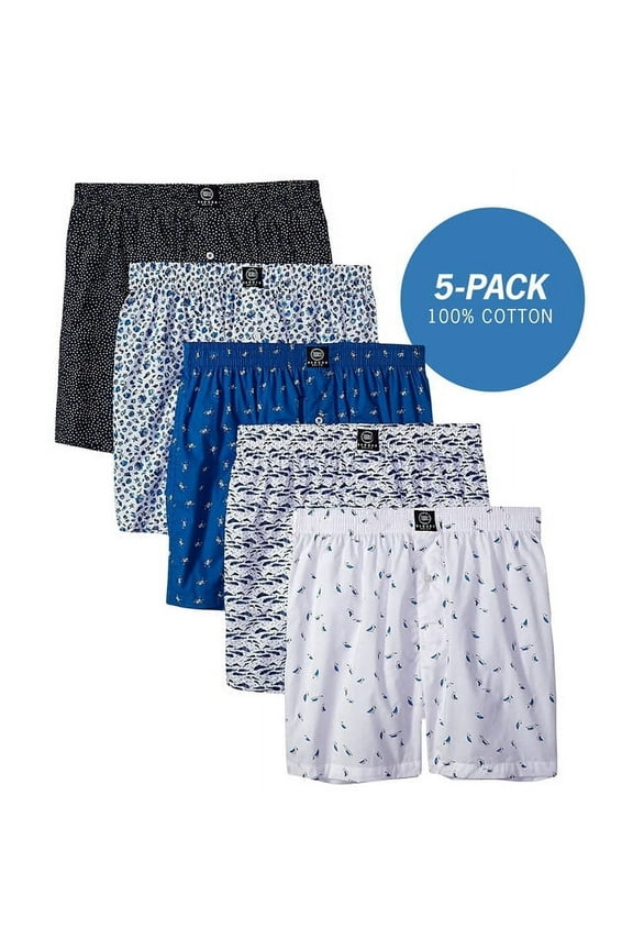 - Men's Boxer Shorts, Comfortable Cotton Boxers, 100% Cotton Print Multicolor Boxers for Men, Multi Pack, Small