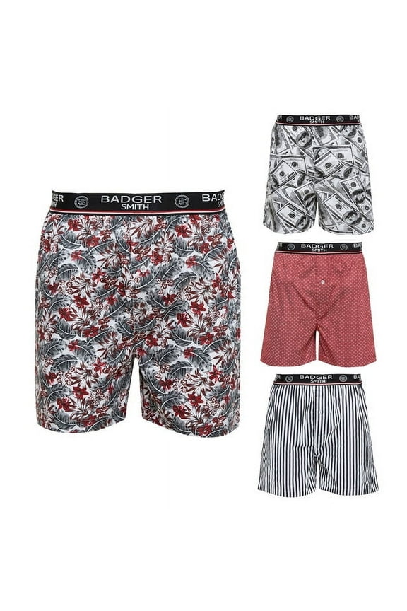 - Men's Boxer Shorts, Comfortable Cotton Boxers, 100% Cotton Print Multicolor Boxers for Men, Multi Pack, X-Large