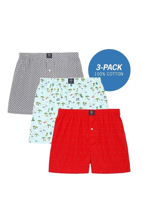- Men's Boxer Shorts, Comfortable Cotton Boxers, 100% Cotton Print Multicolor Boxers for Men, Multi Pack, 2X-Large