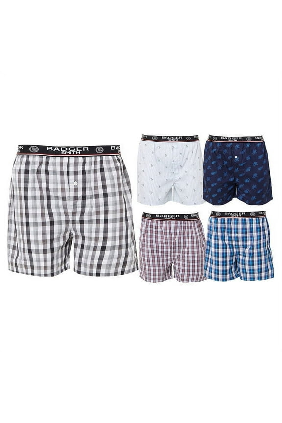 - Men's Boxer Shorts, Comfortable Cotton Boxers, 100% Cotton Print and Plaid Boxers For Men, Multi Pack - Large